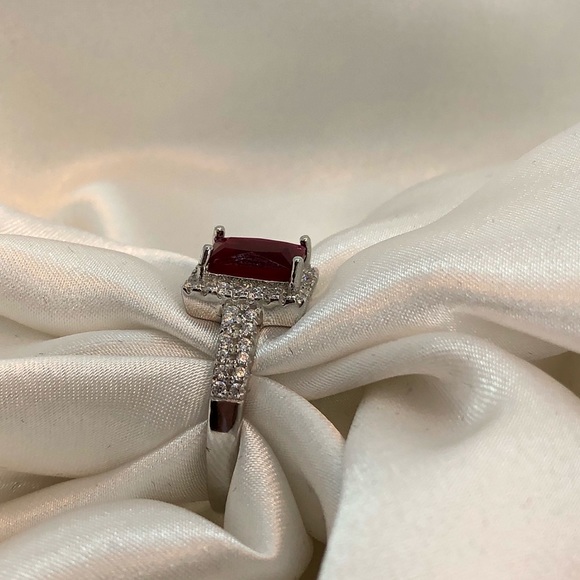 HOST PICK🏅925 STERLING SILVER EMERALD CUT RUBY CZ SET - Picture 7 of 10